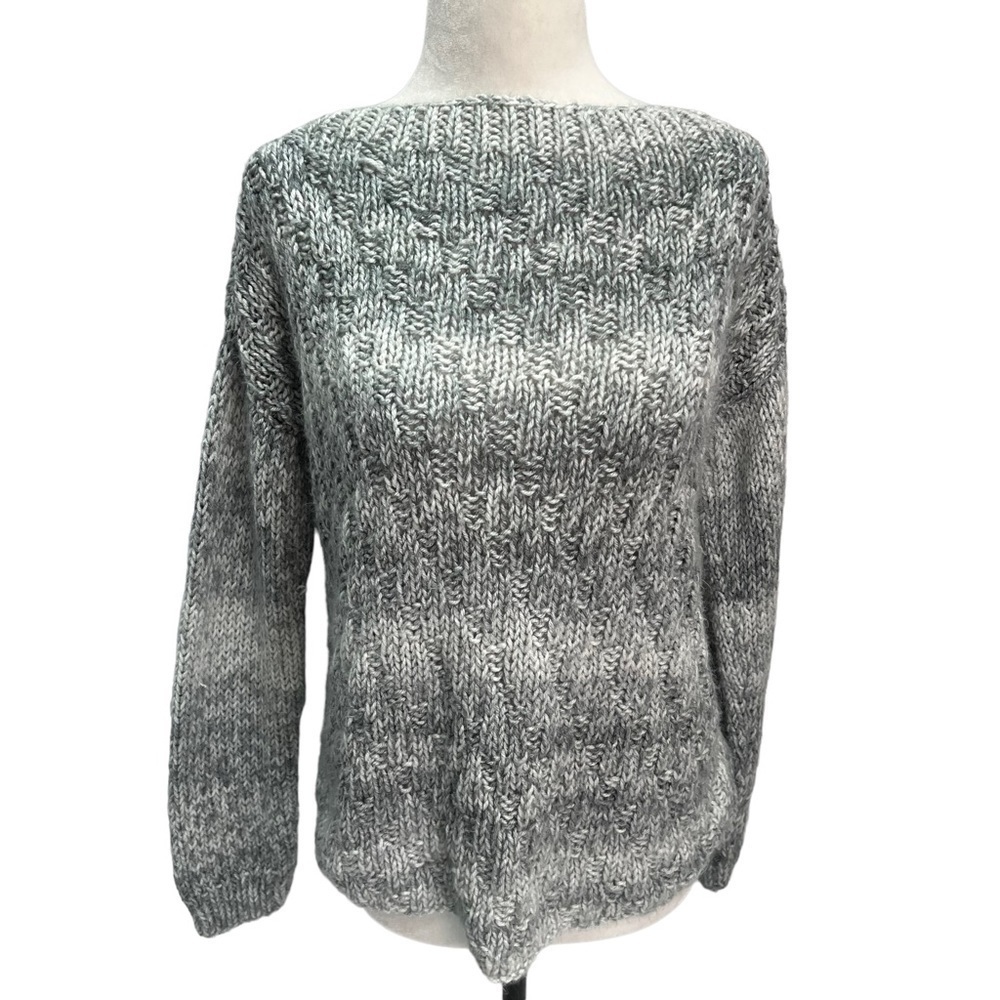 𝅺handmade Handknit Variegated Grey Pullover Sweater Size S